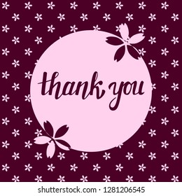 Thank you card on sakura background with decorations
