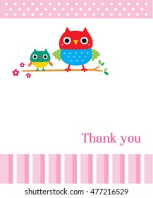 thank you card and owl cartoon