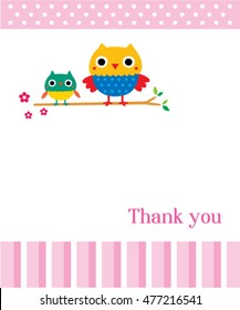 Thank You Card Owl Cartoon Stock Vector (Royalty Free) 477216541 ...