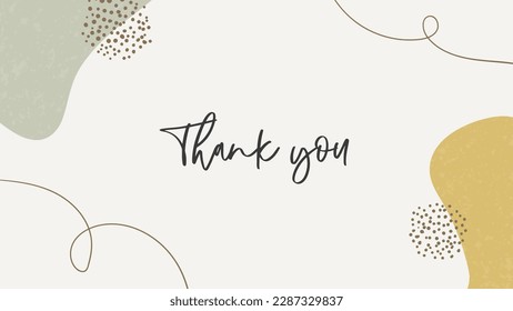 Thank you card, presentations vector template. Organic shapes earth tone minimal neutral background with text