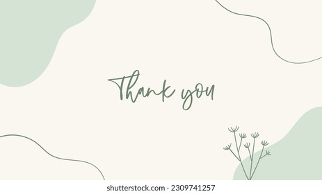 Thank you card, presentations vector template. Natural green minimal abstract background with organic shapes, lines and text