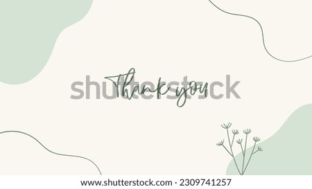 Thank you card, presentations vector template. Natural green minimal abstract background with organic shapes, lines and text