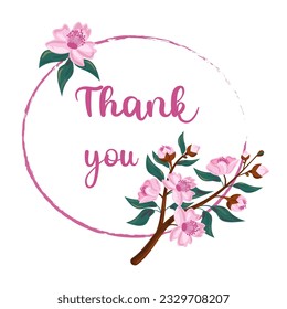 Thank you card. Sakura flowers.