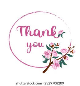 Thank you card. Sakura flowers.