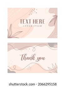 Thank you card set. Organic abstract minimal background vector