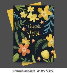 Thank you card with spring florals illustration