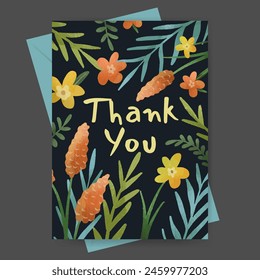 Thank you card with spring florals illustration