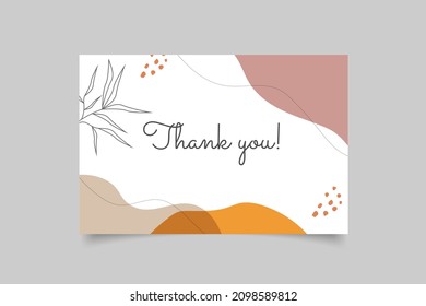 thank you card template with abstract hand drawn background