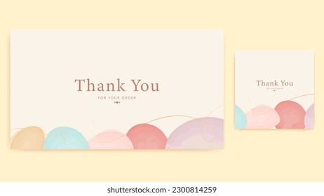 thank you card template, abstract rounded colorfull aesthetic watercolor simple greeting template