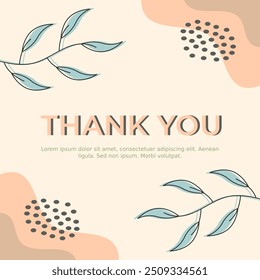 "Thank You" Card Template with Abstract Background for Banner, Business, Sales, Greeting Card, Web Page Element.