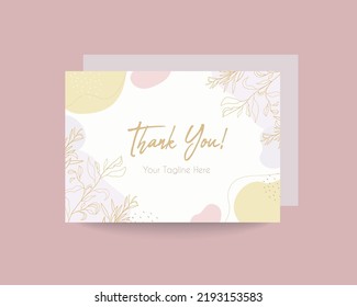 Thank you card template with beautiful floral elements