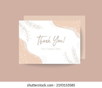 Thank you card template with beautiful floral elements