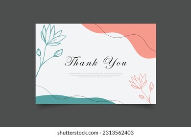 thank you card template design with abstract minimalist background,vector eps 10