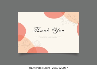 thank you card template design with abstract minimalist background