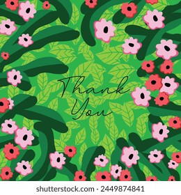 thank you card template design with abstract minimalist background