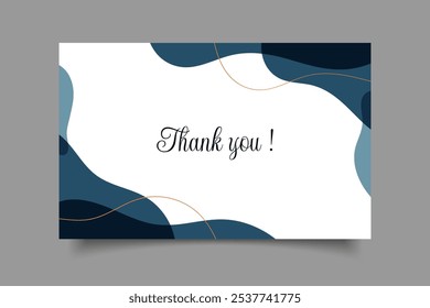 Thank you card template design collection.thank you blue gradient overlap with gold line art background decorative