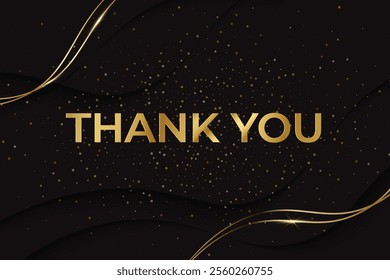 thank you card template design with golden luxury background