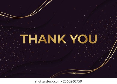 thank you card template design with golden luxury background