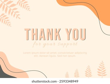 Thank You Card Template Design with Abstract Background. Business Card. Pastel Colors. Social Media Post. Web Banner.