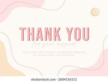 Thank You Card Template Design with Abstract Background. "Thank You for Your Support" Business Card. Pastel Colors.