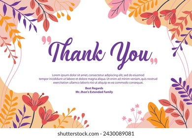 Thank You Card Template Floral Soft Flat Style Background Printable