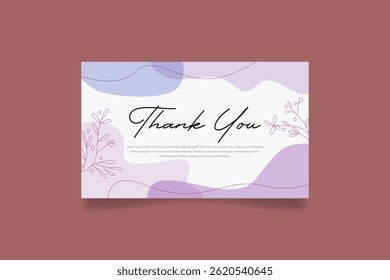 thank you card template with floral lines, abstract shapes, geometric circle elements design vector.