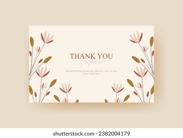 thank you card template minimalist with floral decoration. good for your project design	