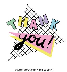 Thank you - card template in retro eighties style 3