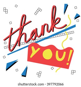 Thank you - card template in retro 80s style 4