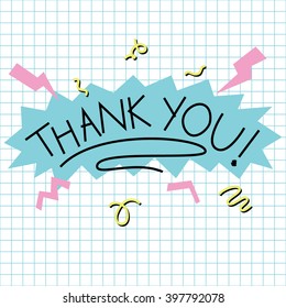 Thank you - card template in retro 80s style 2