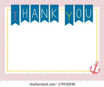 Thank You Card Template Sailor Coral