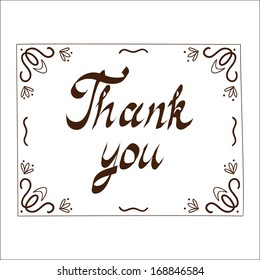 Thank you card template. Sketch vector illustration