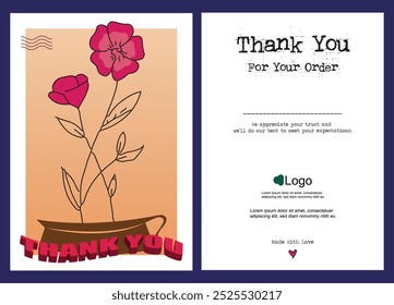 Thank you card template vector. Thank you for your order compliment card vector eps.Thank you Greeting Card.