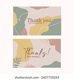 Thank you card template vector	