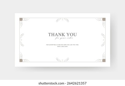 thank you card template with vintage border for business card, aesthetic greeting card template, printable custom small business card	