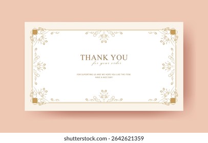 thank you card template with vintage border for business card, aesthetic greeting card template, printable custom small business card	