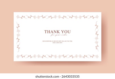thank you card template with vintage border for business card, aesthetic greeting card template, printable custom small business card