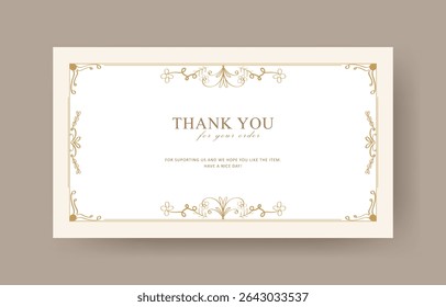 thank you card template with vintage border for business card, aesthetic greeting card template, printable custom small business card