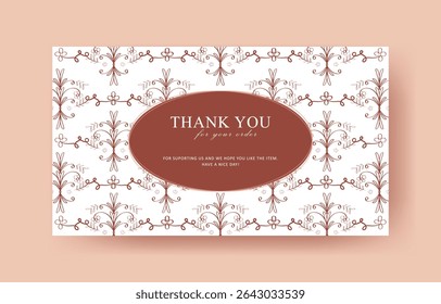 thank you card template with vintage design for business card, aesthetic greeting card template, printable custom small business card