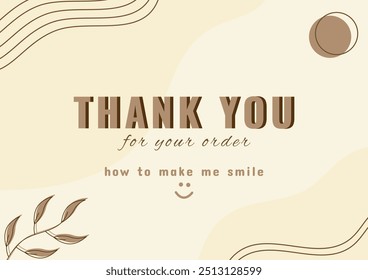 Thank You Card Template. Thank You for Your Order. Abstract Shape Background. Business Card. Web Page Elements.