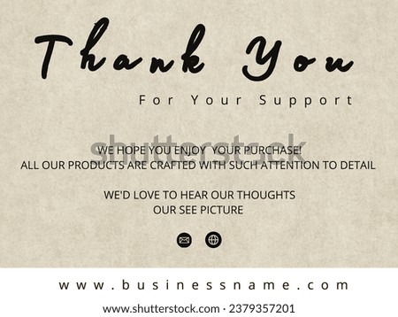 Thank You Card Template Thank You For Your Purchase 