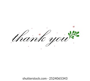 Thank you card, text or lettering for note, sign, banner. Isolated.