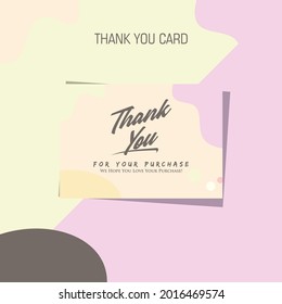 Thank You Card. Thanks Cards For Shopping With Us Message Vector Background