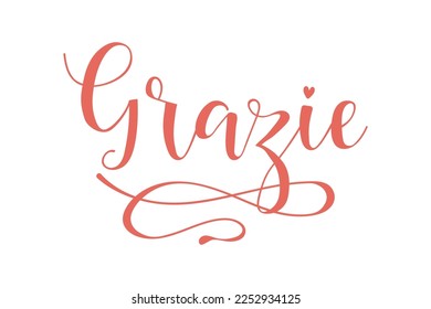 Thank you card. Translation from Italian - Thank you. Grazie. Perfect design for greeting cards, posters, T-shirts, banners, print invitations.