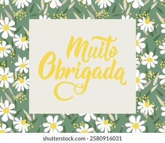 Thank you card. Translation from Portuguese - Thank you very much. Perfect design for greeting cards, posters and social media. Portuguese Lettering.