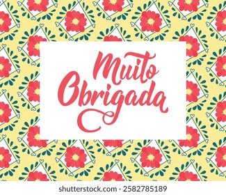 Thank you card. Translation from Portuguese - Thank you very much. Perfect design for greeting cards, posters and social media. Portuguese Lettering.