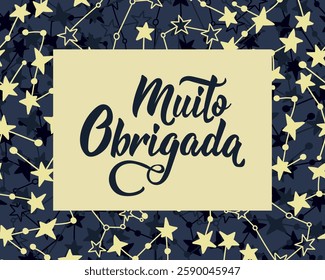 Thank you card. Translation from Portuguese - Thank you very much. Perfect design for greeting cards, posters and social media. Portuguese Lettering.