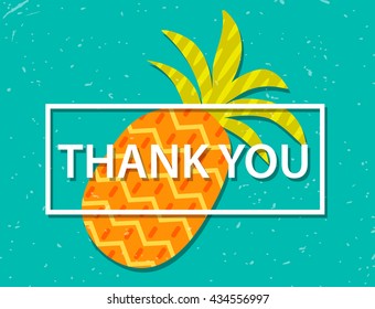 Thank you card. Trendy illustration with pineapple.