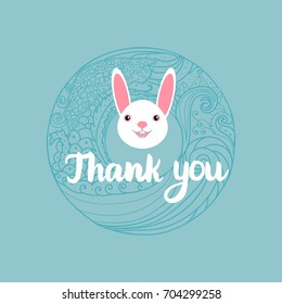 Thank You Card Vector Bunny Ornament Stock Vector (Royalty Free ...