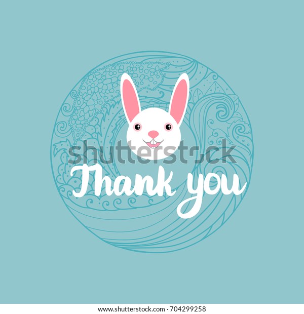Thank You Card Vector Bunny Ornament Stock Vector (Royalty Free) 704299258